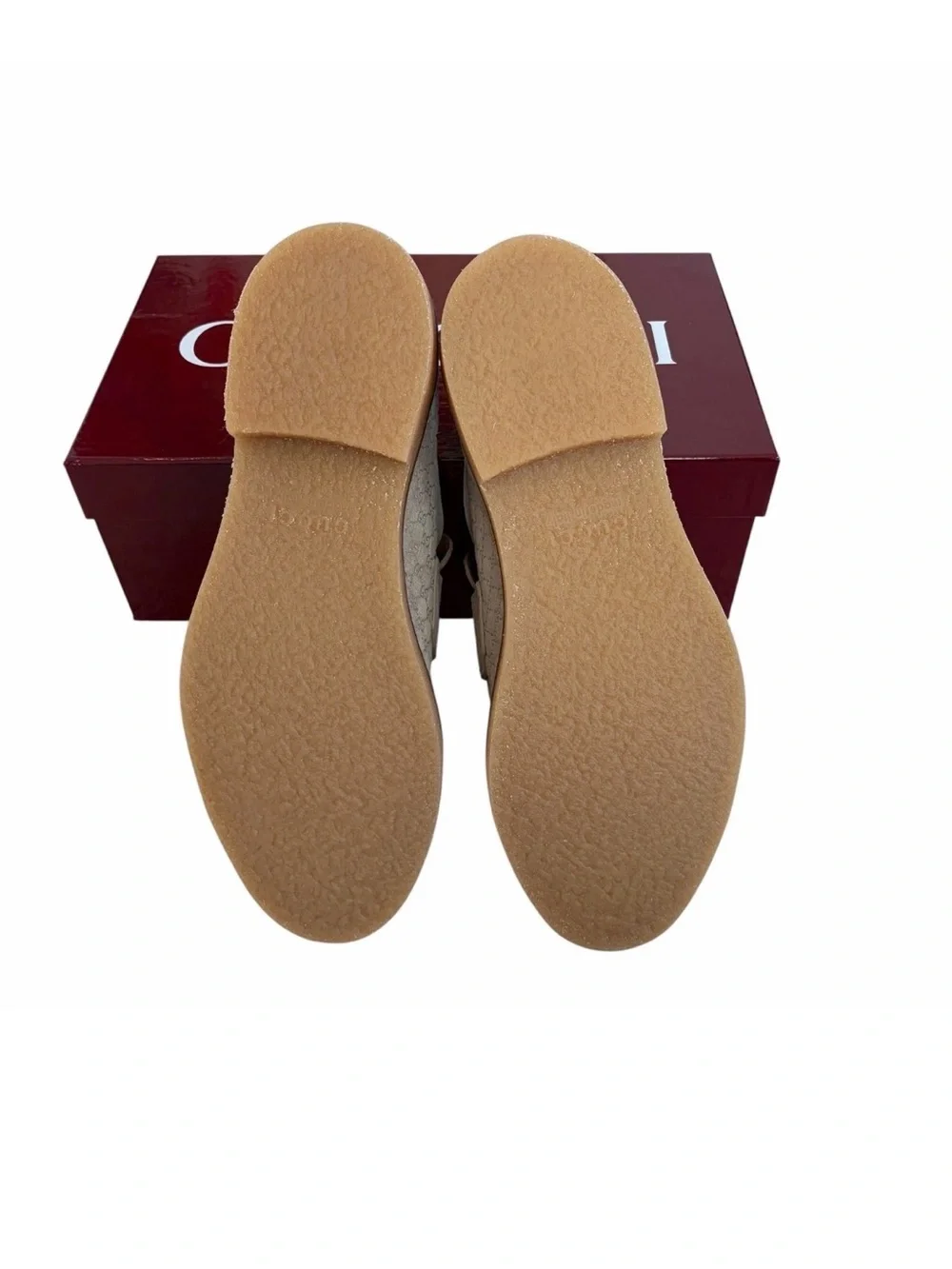 NWT Gucci Beige Suede Monogram Penny Loafers US 9